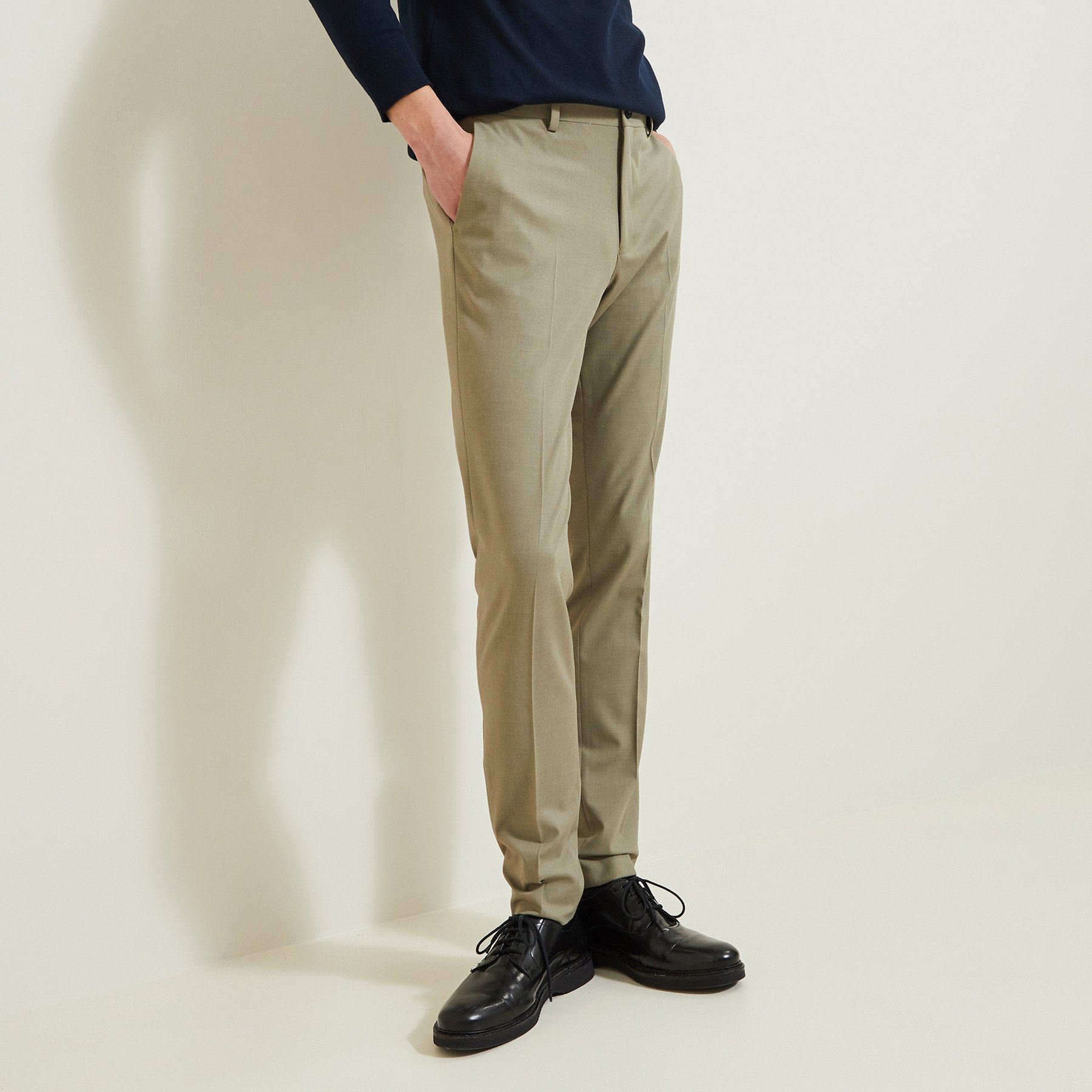 Pantalon de costume extra slim Vert/Kaki 36 65% Polyester, 30% Viscose, 5% Elasthanne Homme
