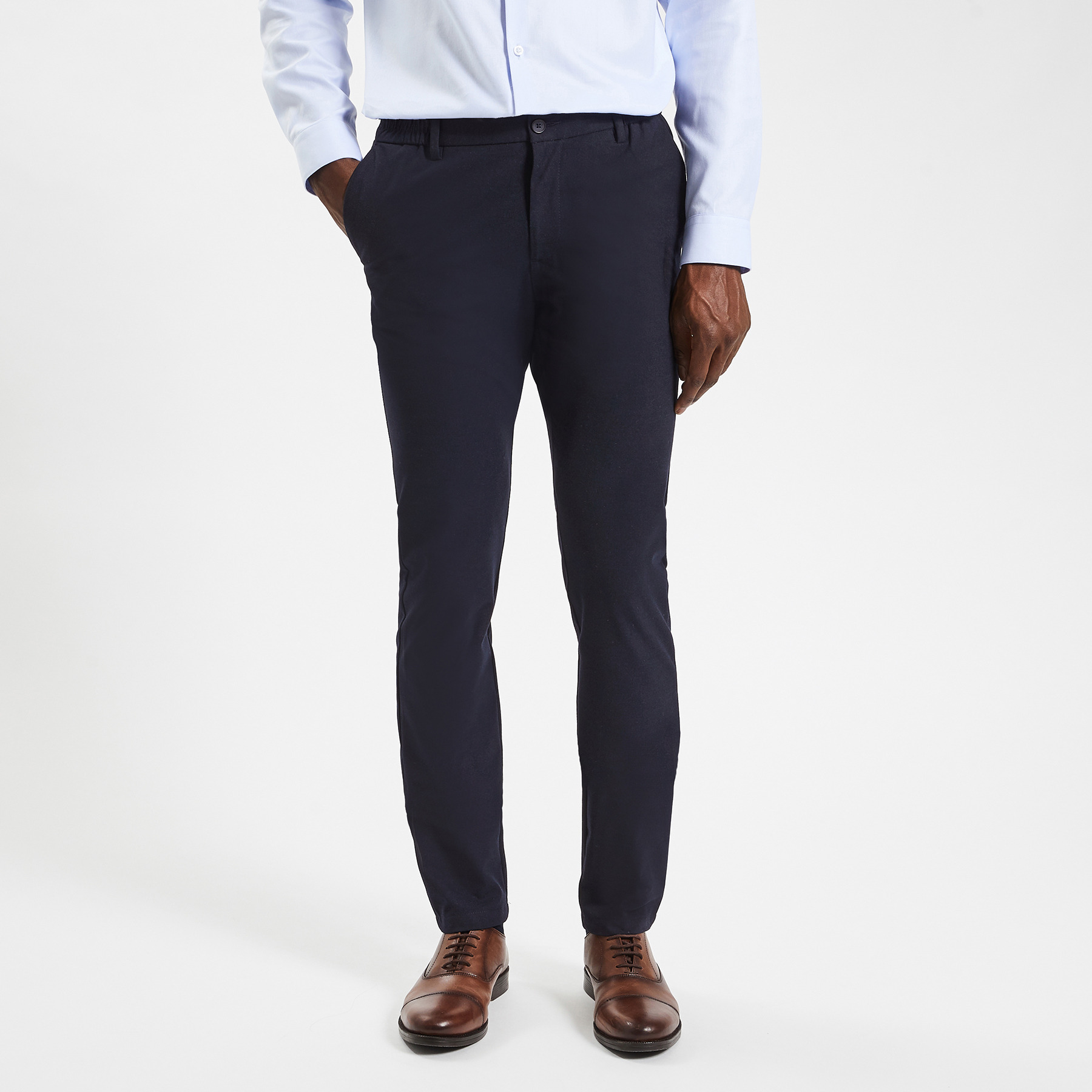 Pantalon slim chino bi stretch taille élastiquée Bleu 36 67% Polyester, 29% Viscose, 4% Elasthanne Homme
