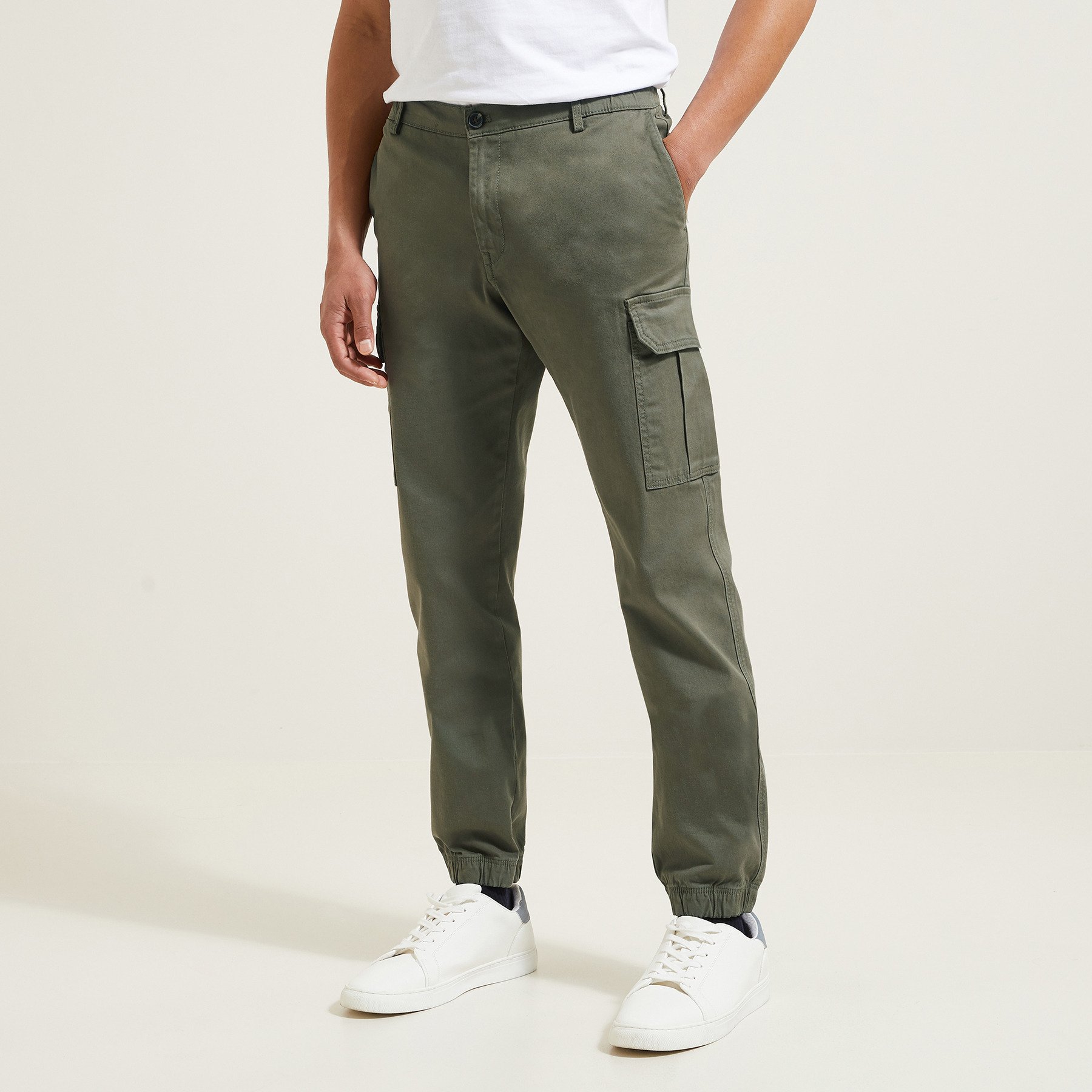 Pantalon cargo Vert kaki 34 98% Coton, 2% Elasthanne Homme Jules