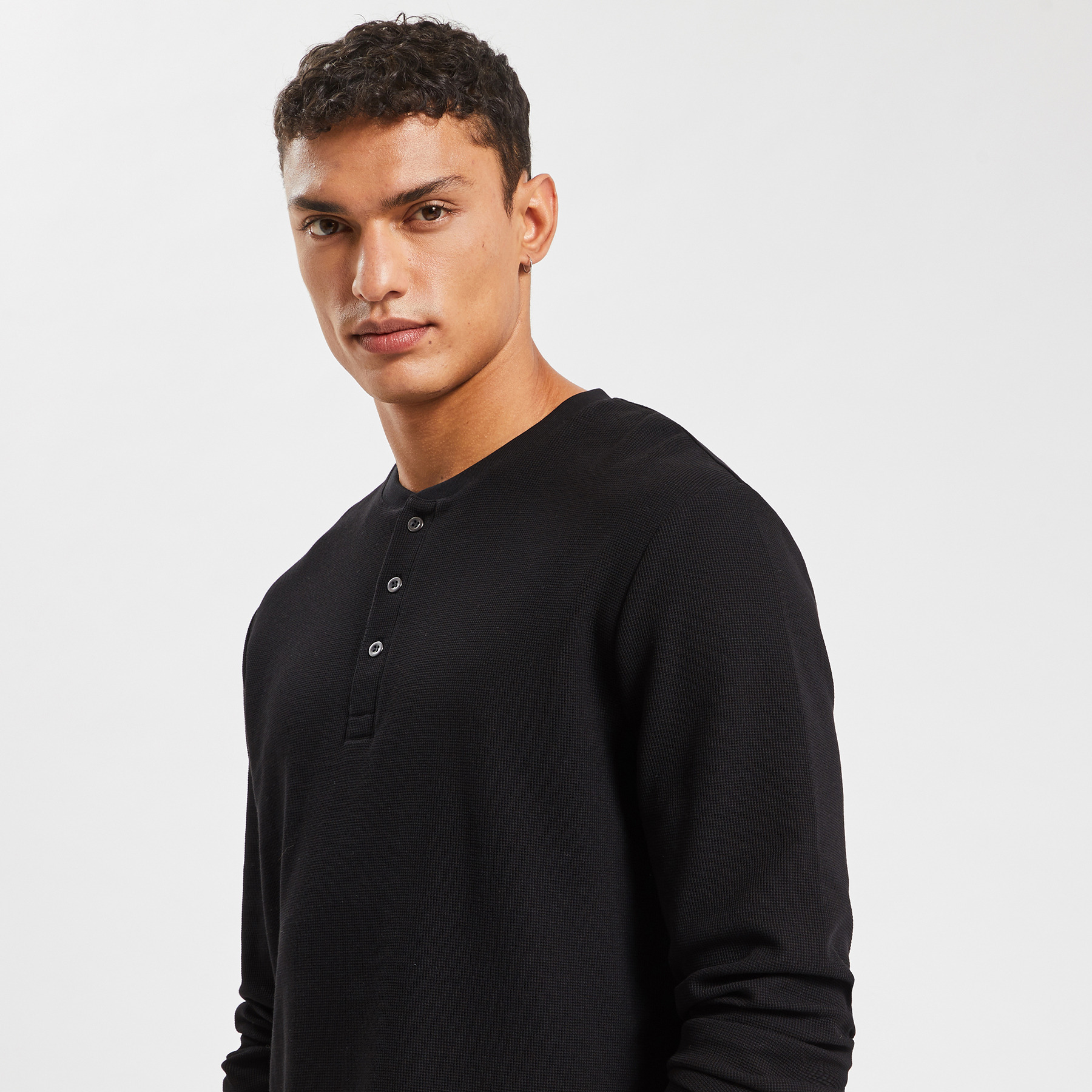 Tee shirt tunisien matière gaufrée Noir S 100% Coton Homme Jules