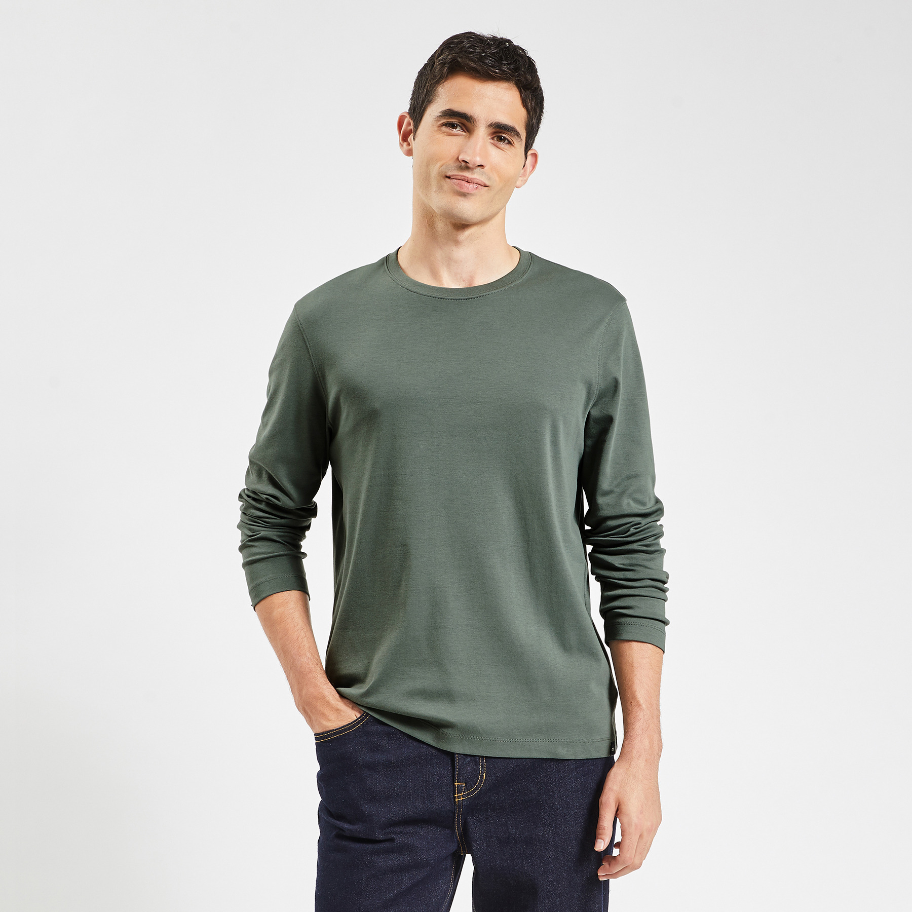 Tee shirt interlock manches longues Vert XS 100% Coton Homme Jules