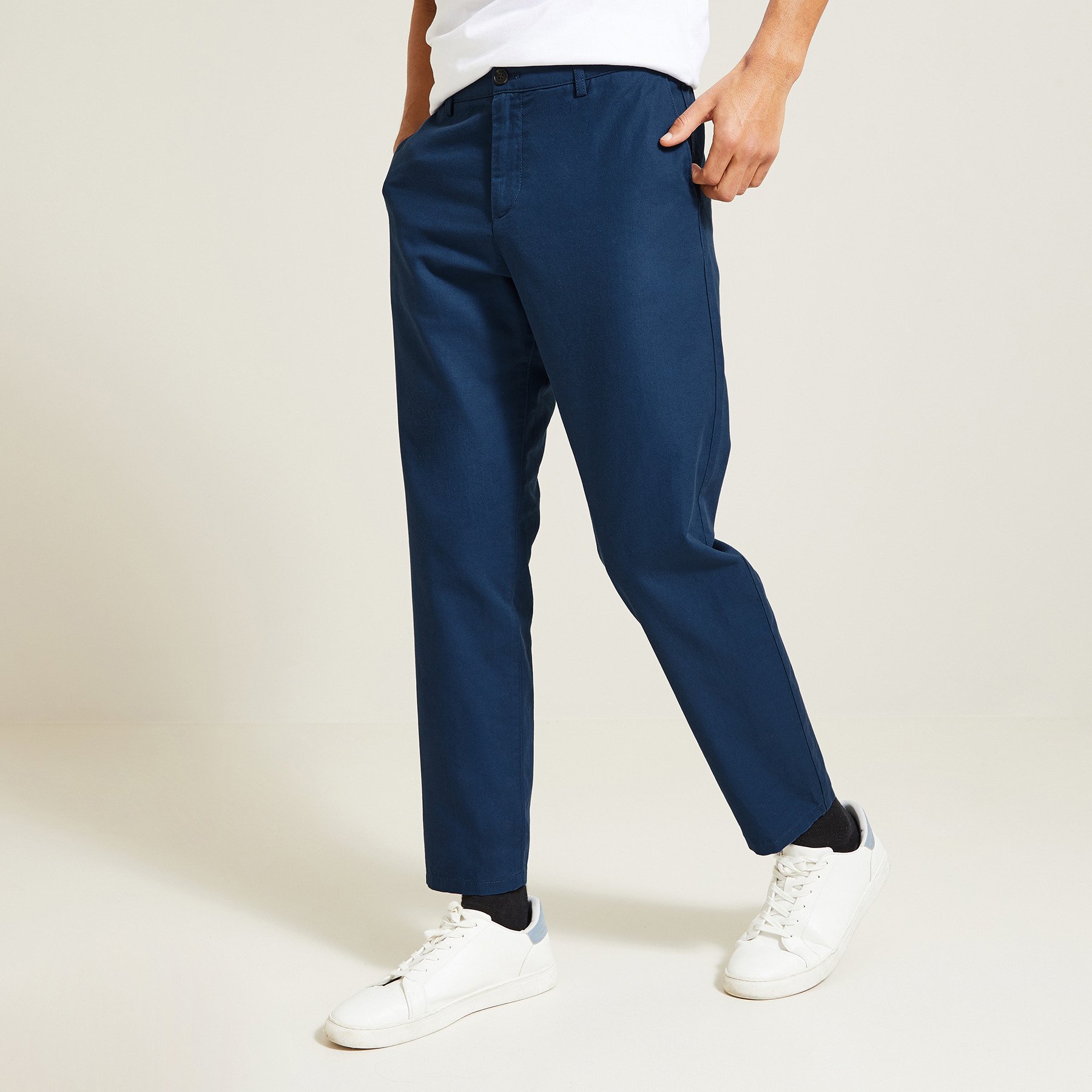 Pantalon chino large contenant du lin Bleu 36 75% Coton, 25% Lin Homme Jules