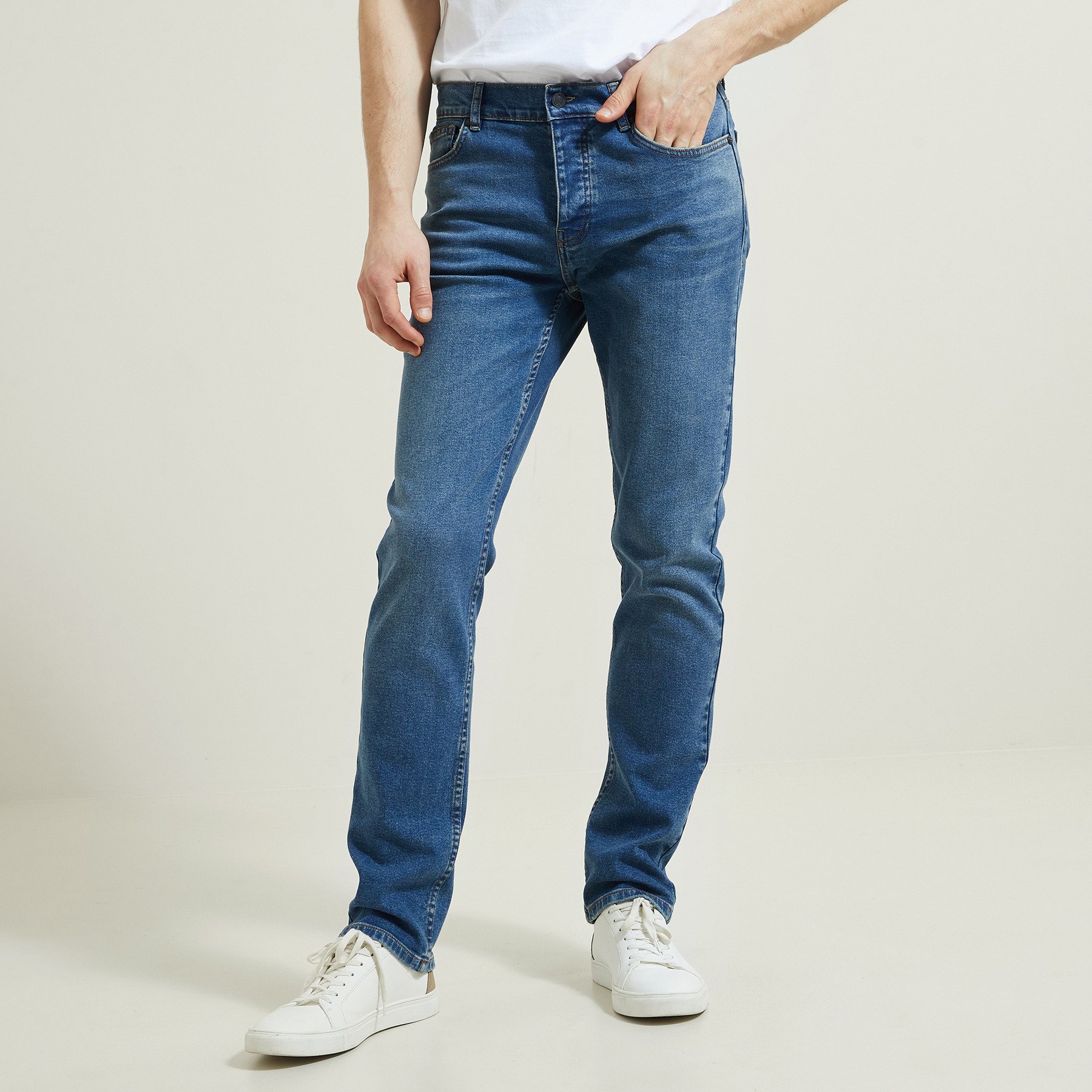 Jean straight circulaire by JULES Bleu 36 98% Coton, 2% Elasthanne Homme