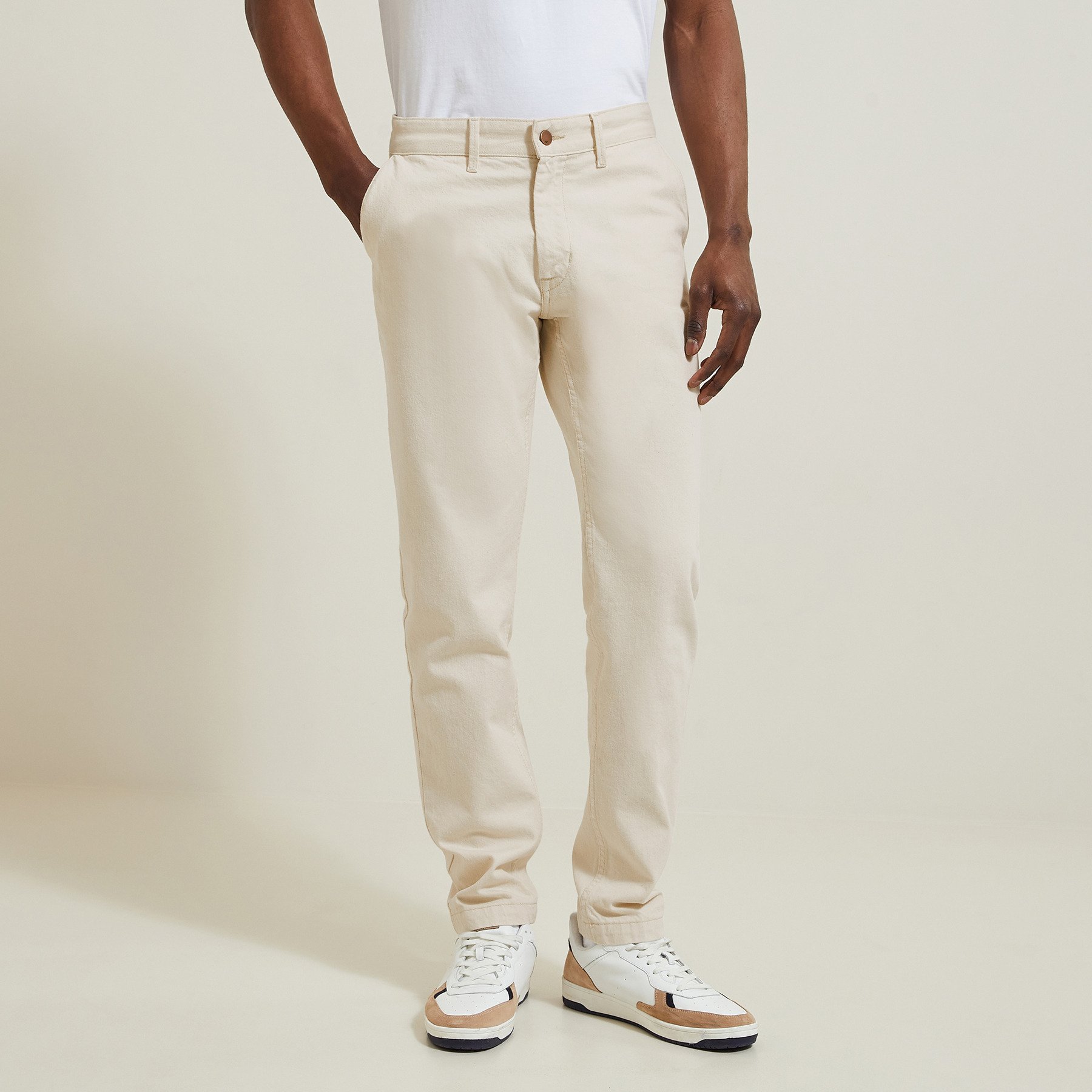 Jean forme chino Blanc 36 100% Coton Homme Jules
