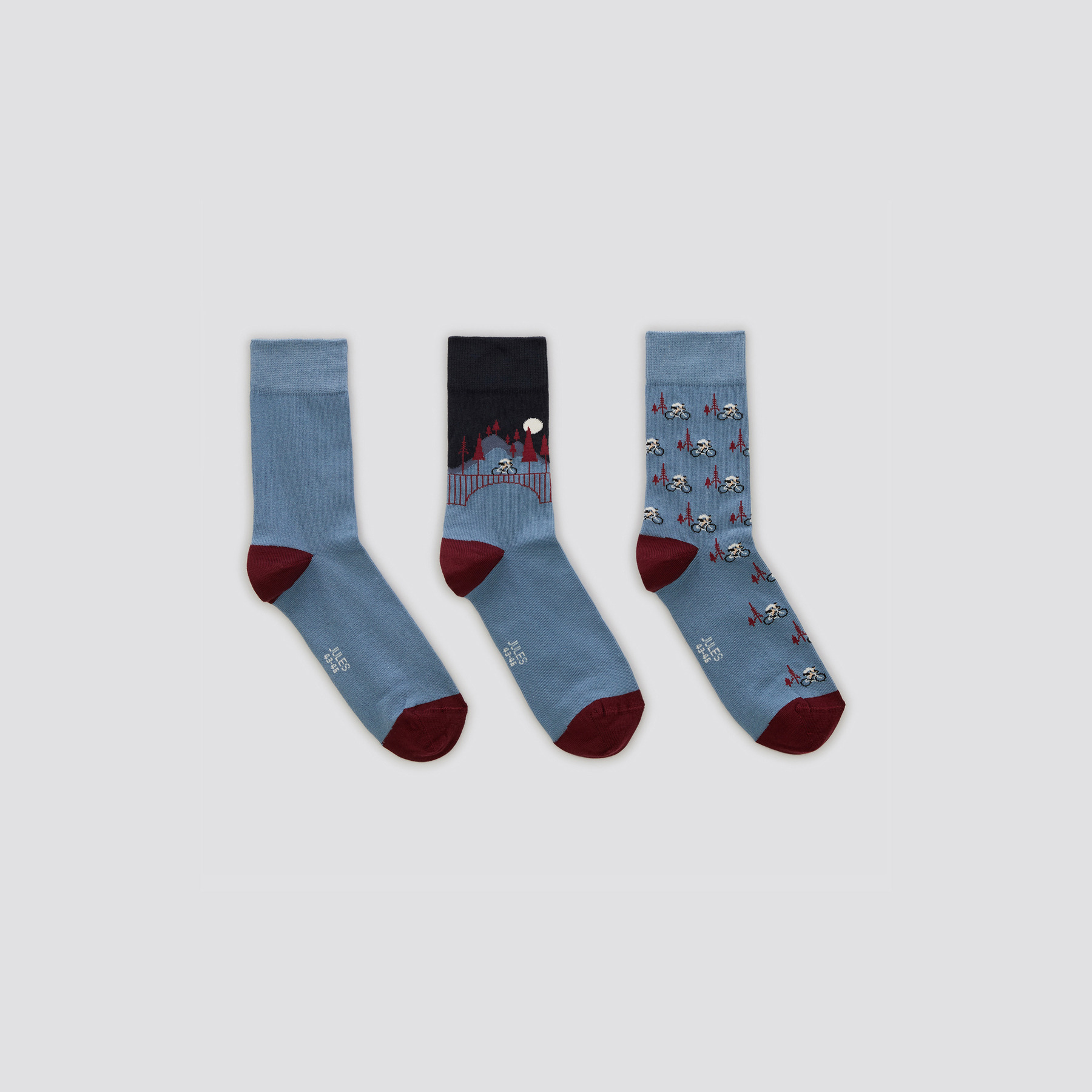 Lot de 3 paires de chaussettes fantaisie coton iss Multicolore 39/42 73% Coton, 25% Polyamide, 2% Elasthanne Homme Jules