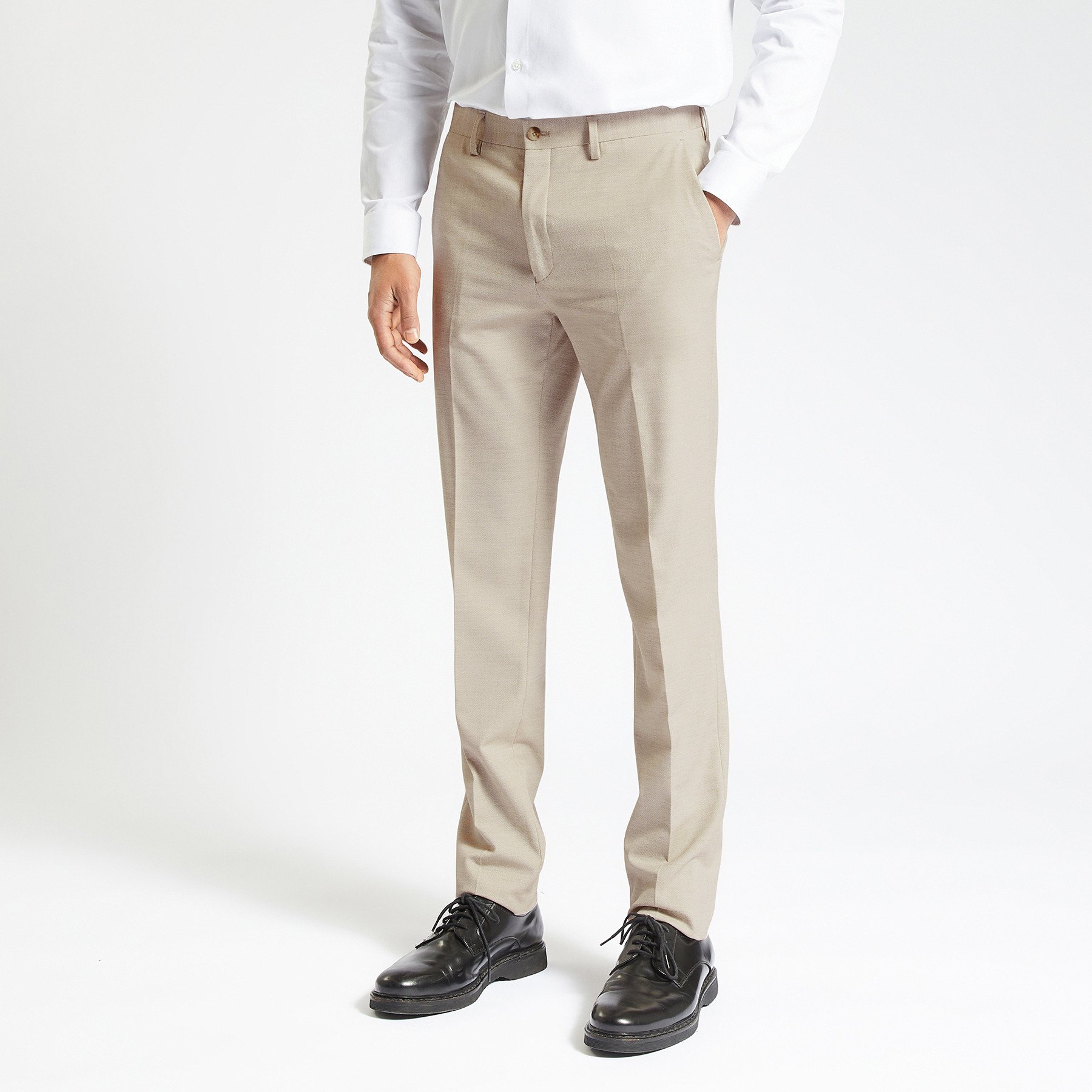 Pantalon de costume slim armuré Beige 36 76% Polyester, 19% Viscose, 5% Elasthanne Homme Jules
