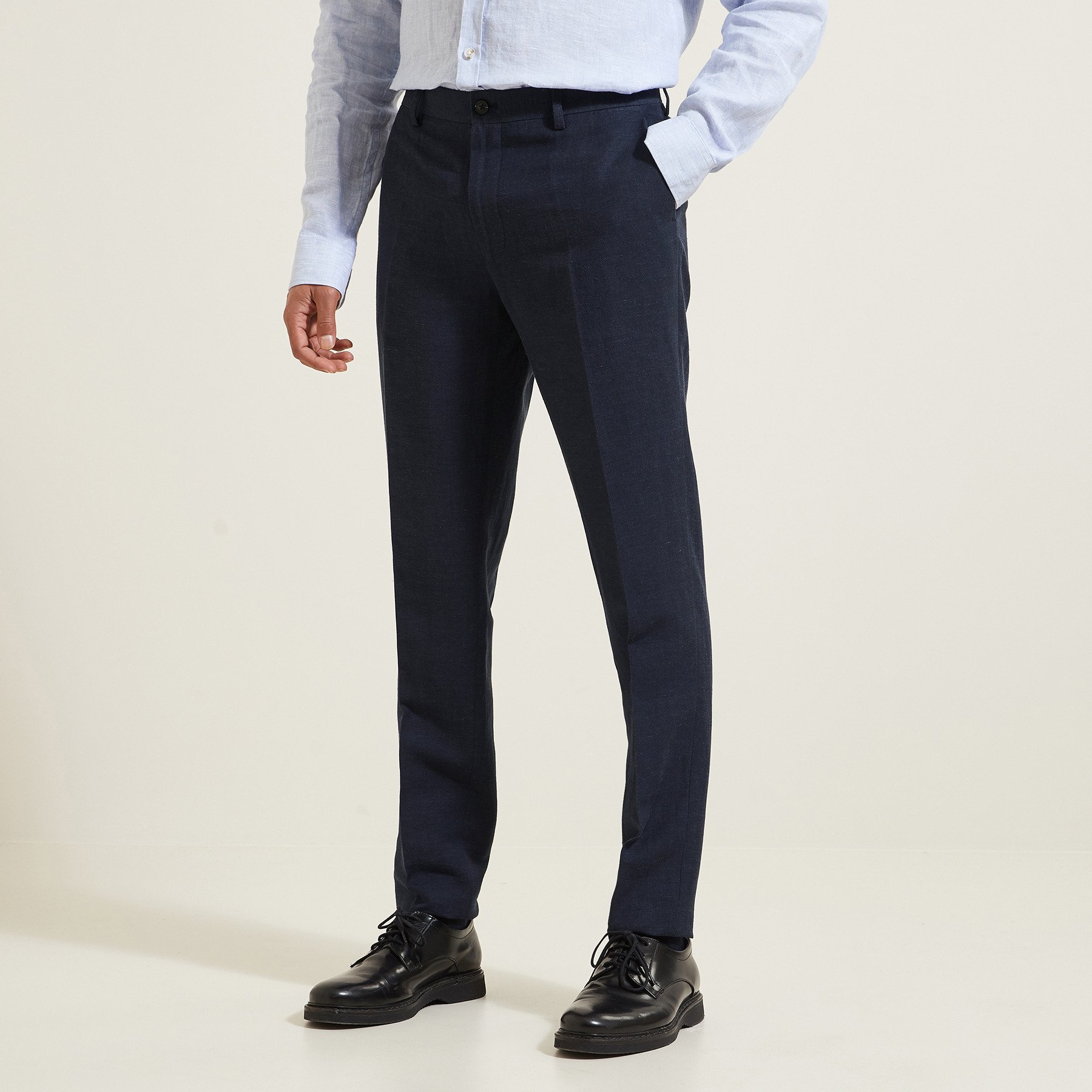 Pantalon de costume contenant du lin slim Bleu 36  Homme