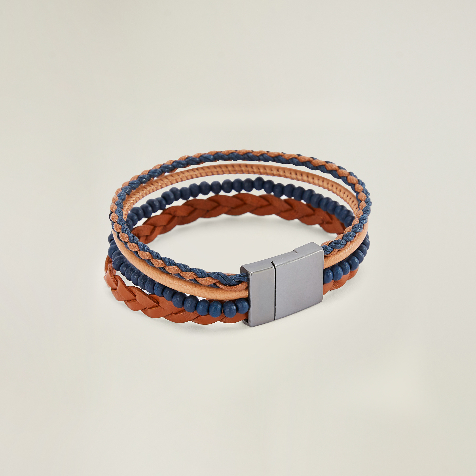 Bracelet multi cordons Bleu T.U.  Homme