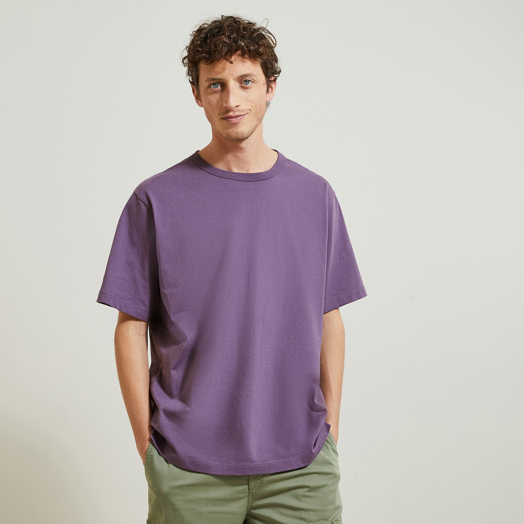 Tee shirt coupe relax manches courtes Violet S 100% Coton Homme