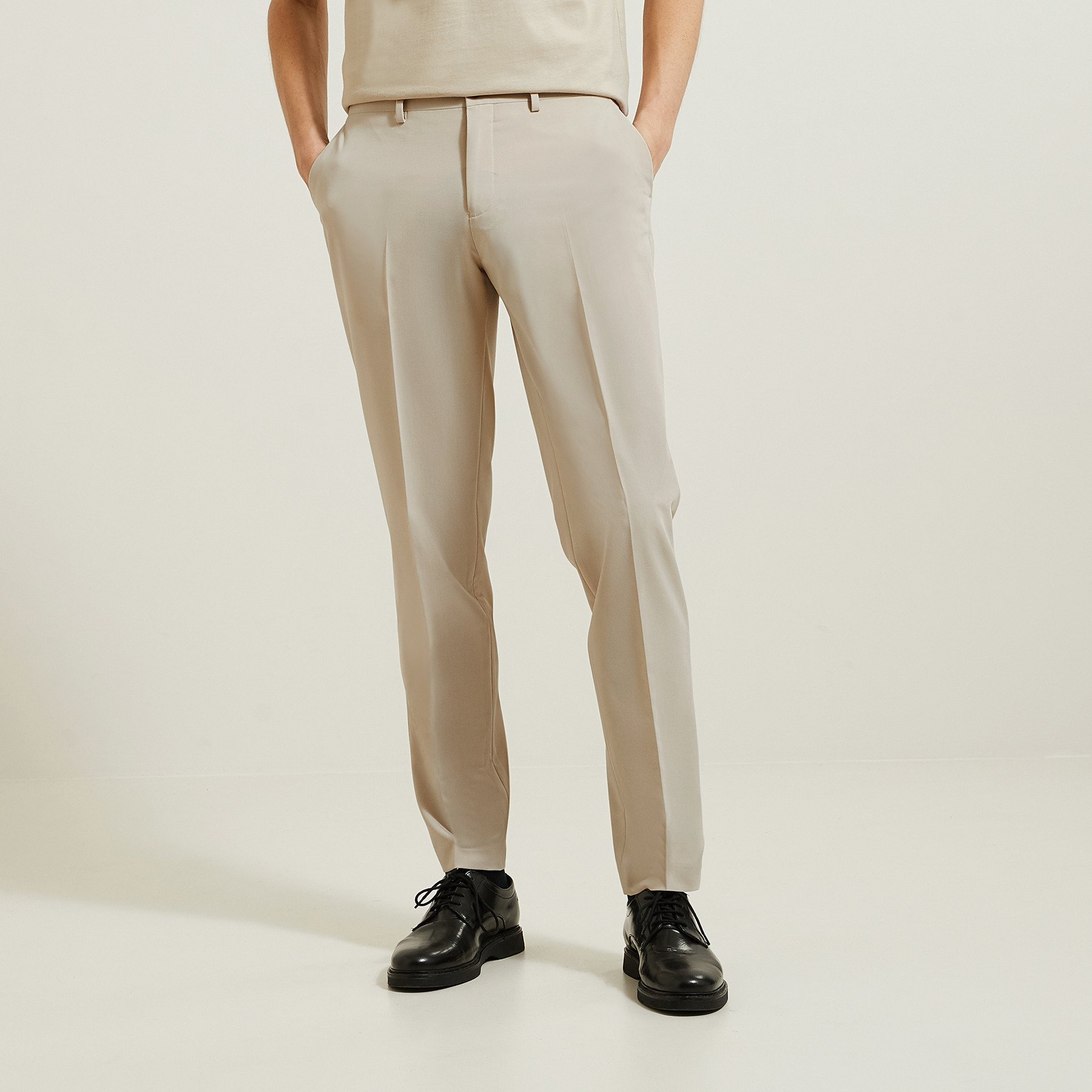 Pantalon de costume confort Ecru 34 71% Polyester, 24% Viscose, 5% Elasthanne Homme