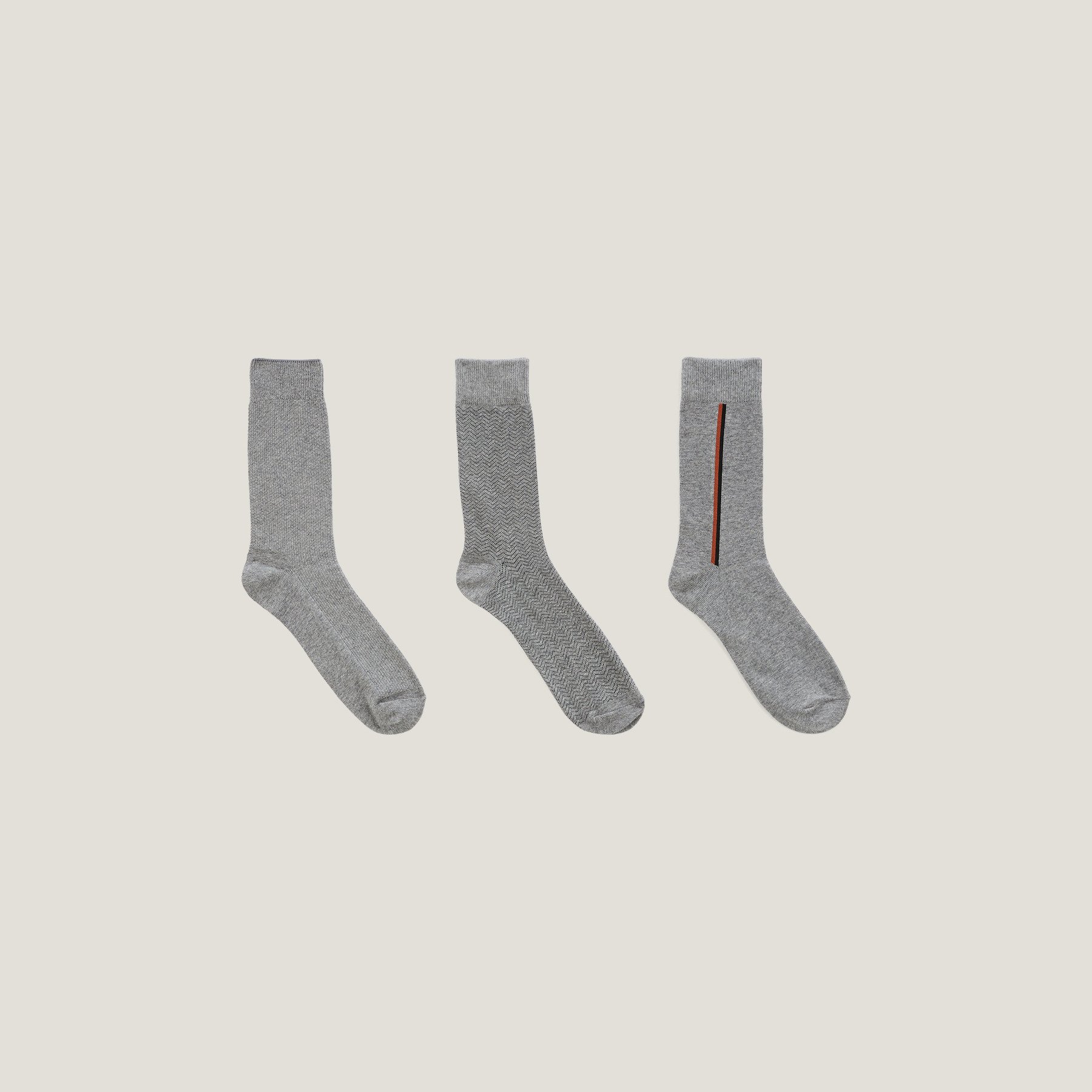 Lot de 3 paires chaussettes micro motif Gris 39/42  Homme