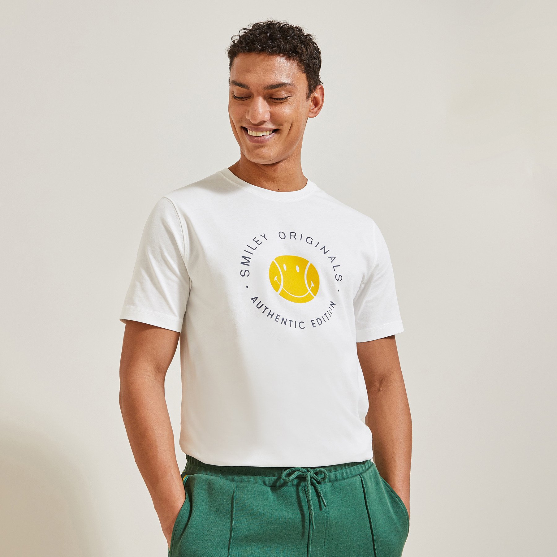 Tee-shirt Smiley® Originals Ecru XS 100% Coton Homme