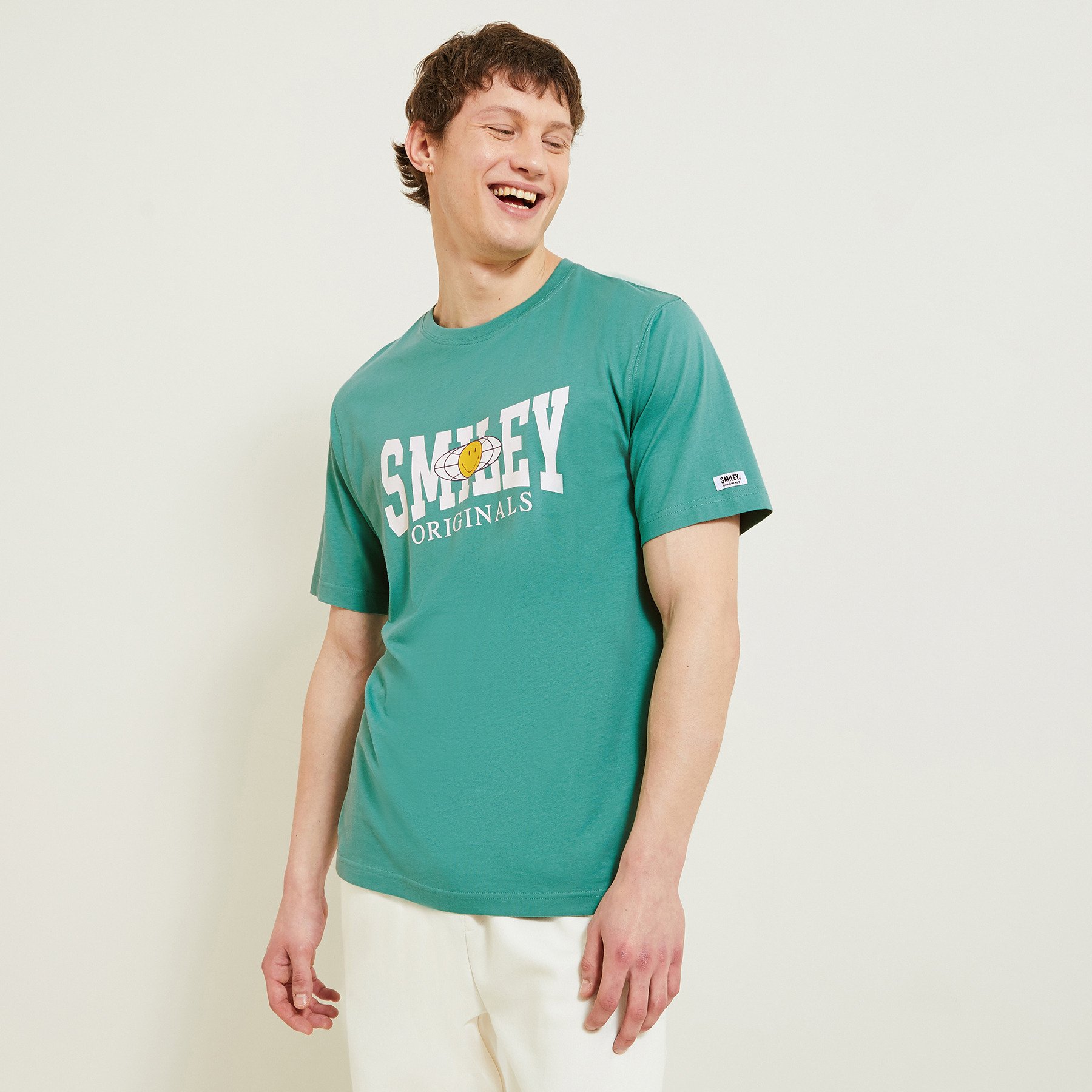 Tee-shirt Smiley® Originals Vert/Kaki XS 100% Coton Homme