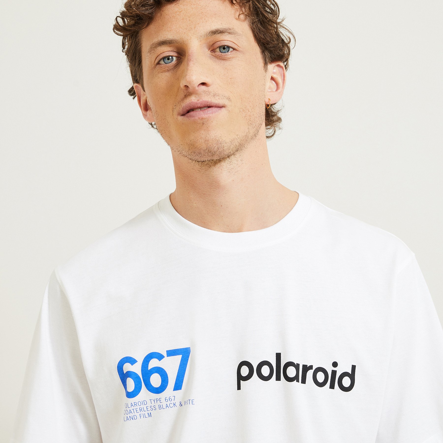 Tee-shirt licence Polaroid Blanc S 100% Coton Homme