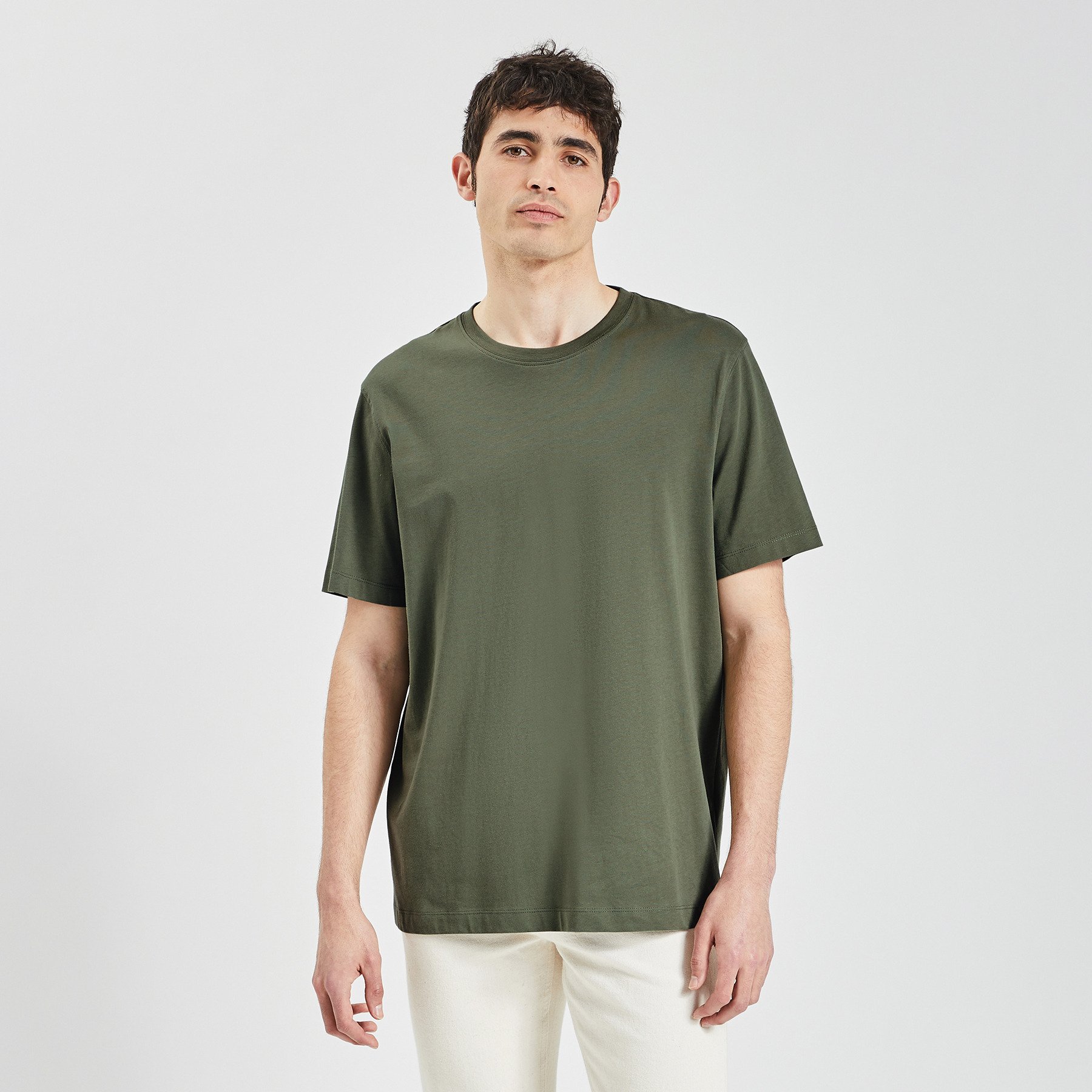 Tee shirt "le parfait by JULES" Vert kaki L 100% Coton Homme Jules