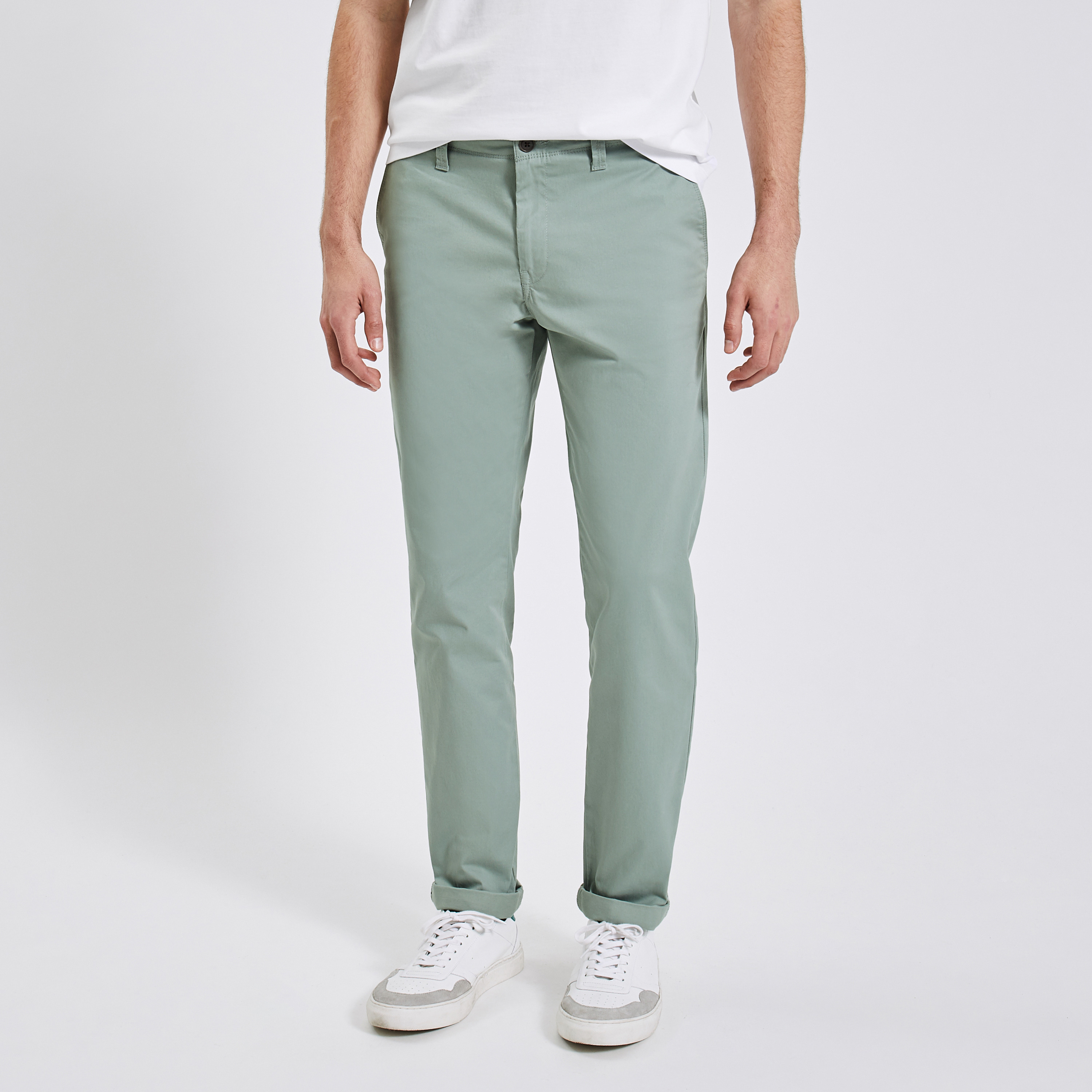 Pantalon chino slim Vert Moyen L34 40 97% Coton, 3% Elasthanne Homme Jules