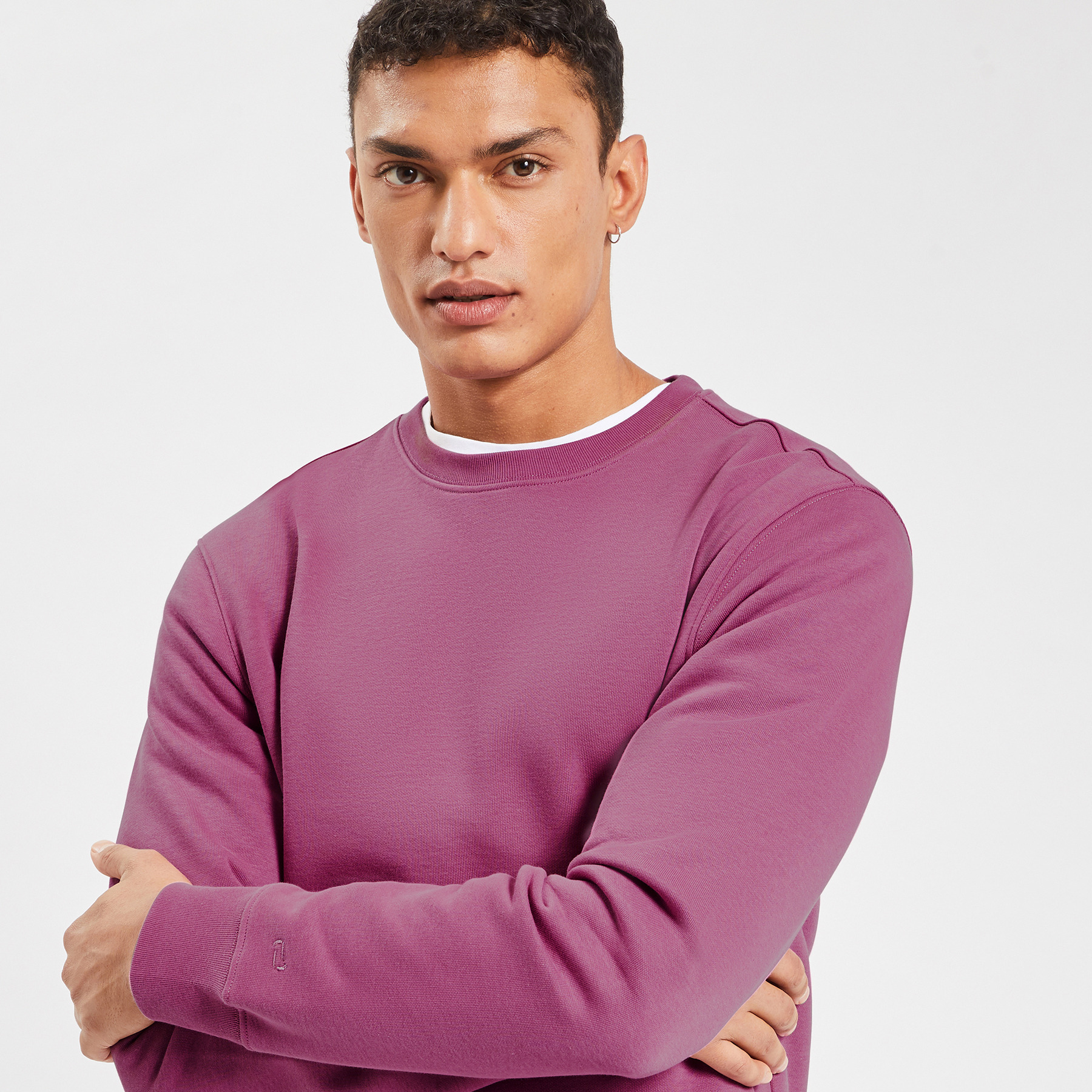 Sweat essentiel col rond Rose S 73% Coton, 27% Polyester Homme Jules