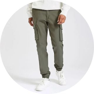 Pantalon Cargo homme style militaire homme gris beige noir marron large  regular